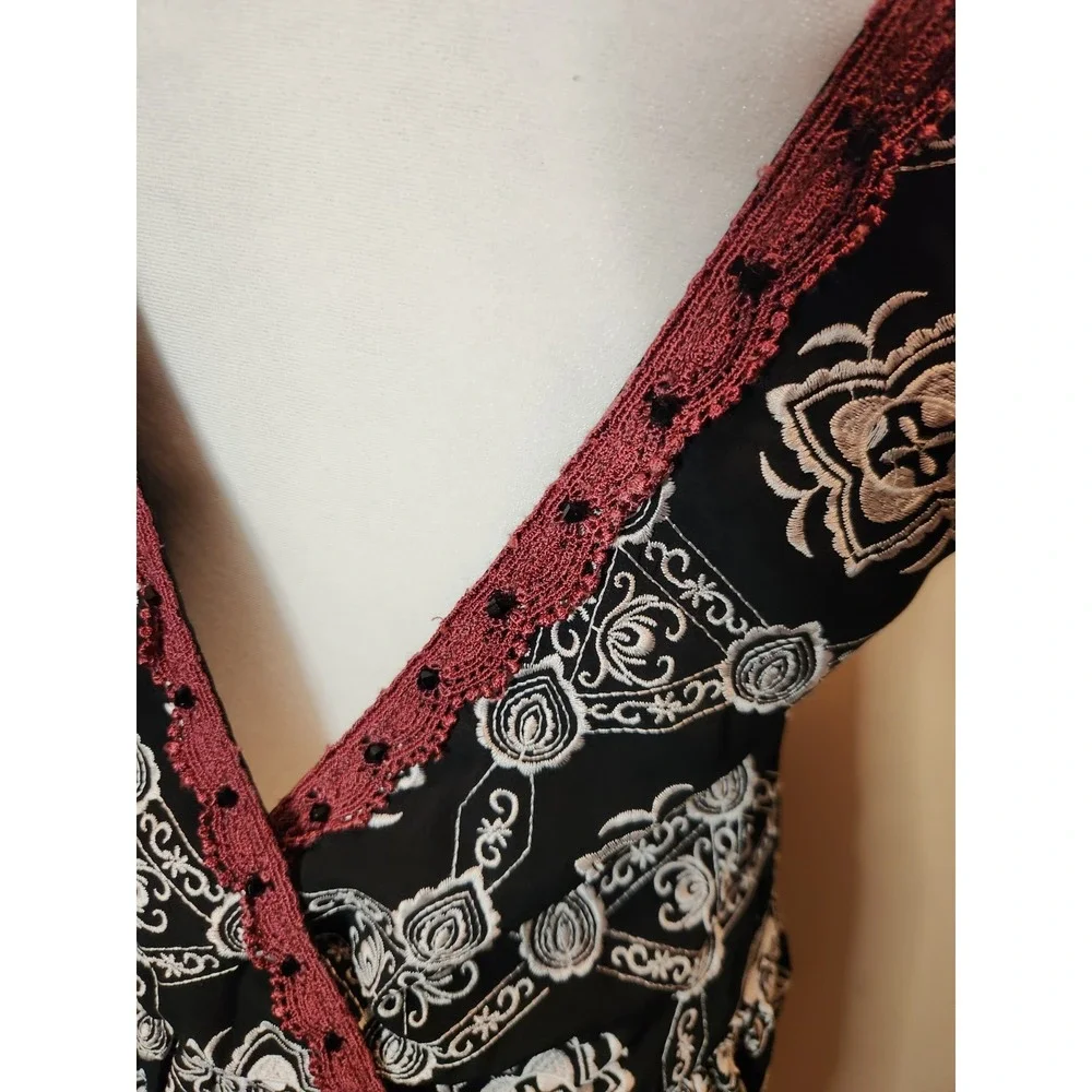 Free People Whimsigoth Fairy Beaded‎ Dress Witchy Goth Sleeveless S Embroidered